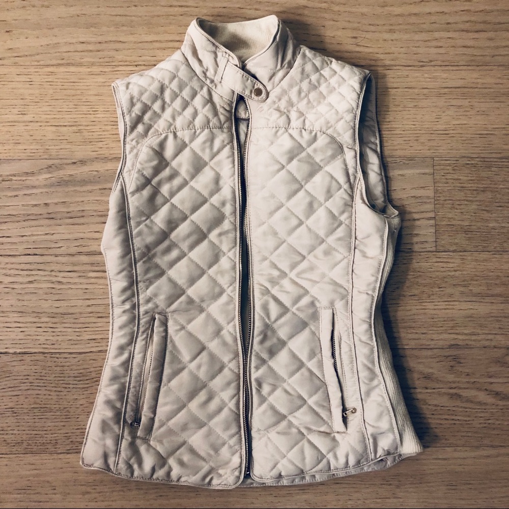 Zara Cream White Quilted Vest / Waistcoat